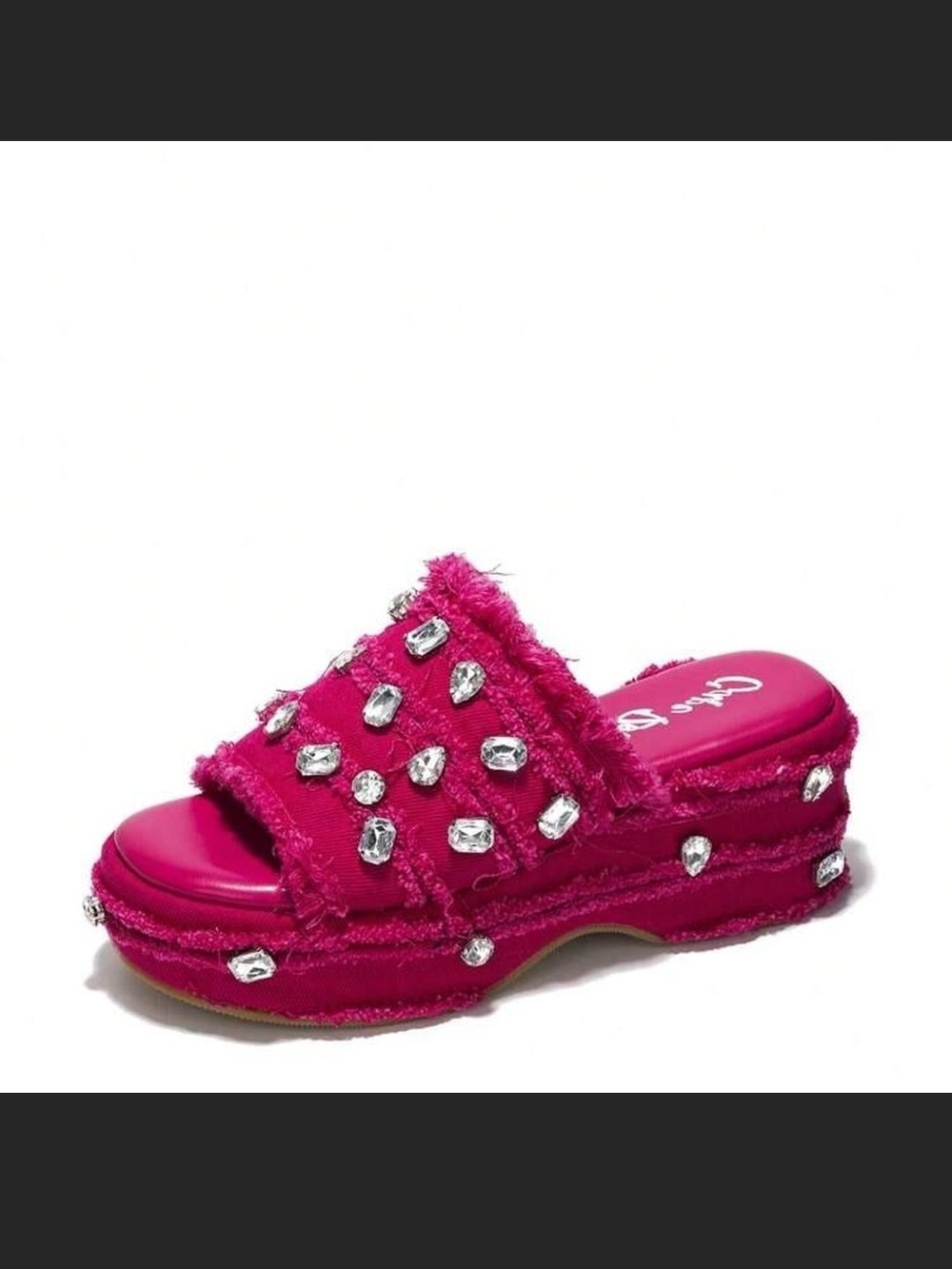 Cape Robbin Hot Pink Jeweled Platform Mule